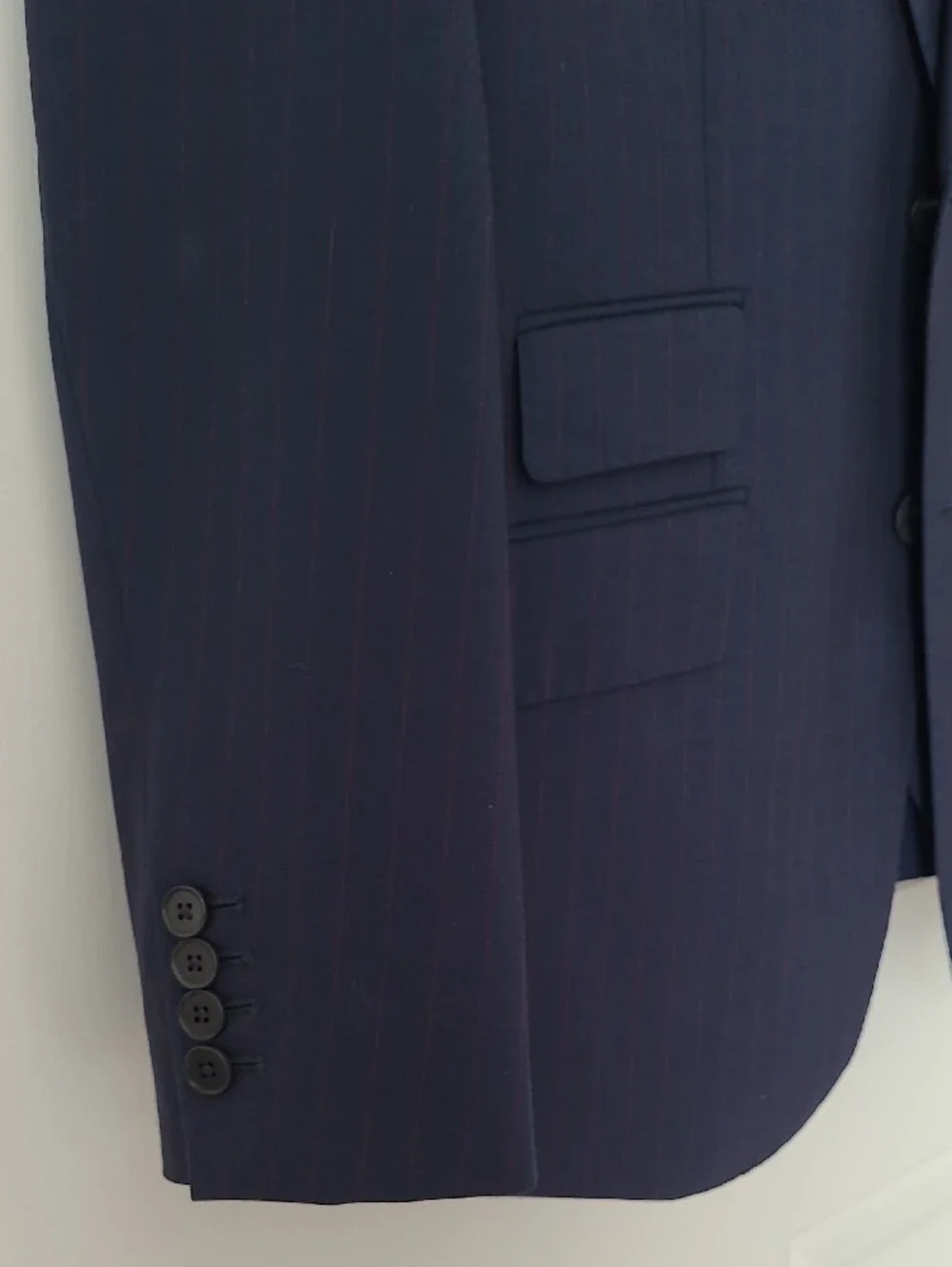 Charles Tyrwhitt Men's Navy Blue and Pink Suit with Vest